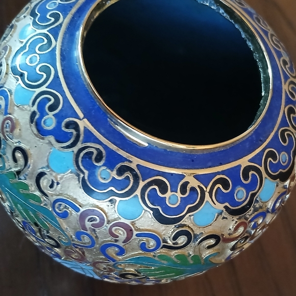 Vintage Chinese Cloisonné Vase Ginger Jar - Picture 10 of 12
